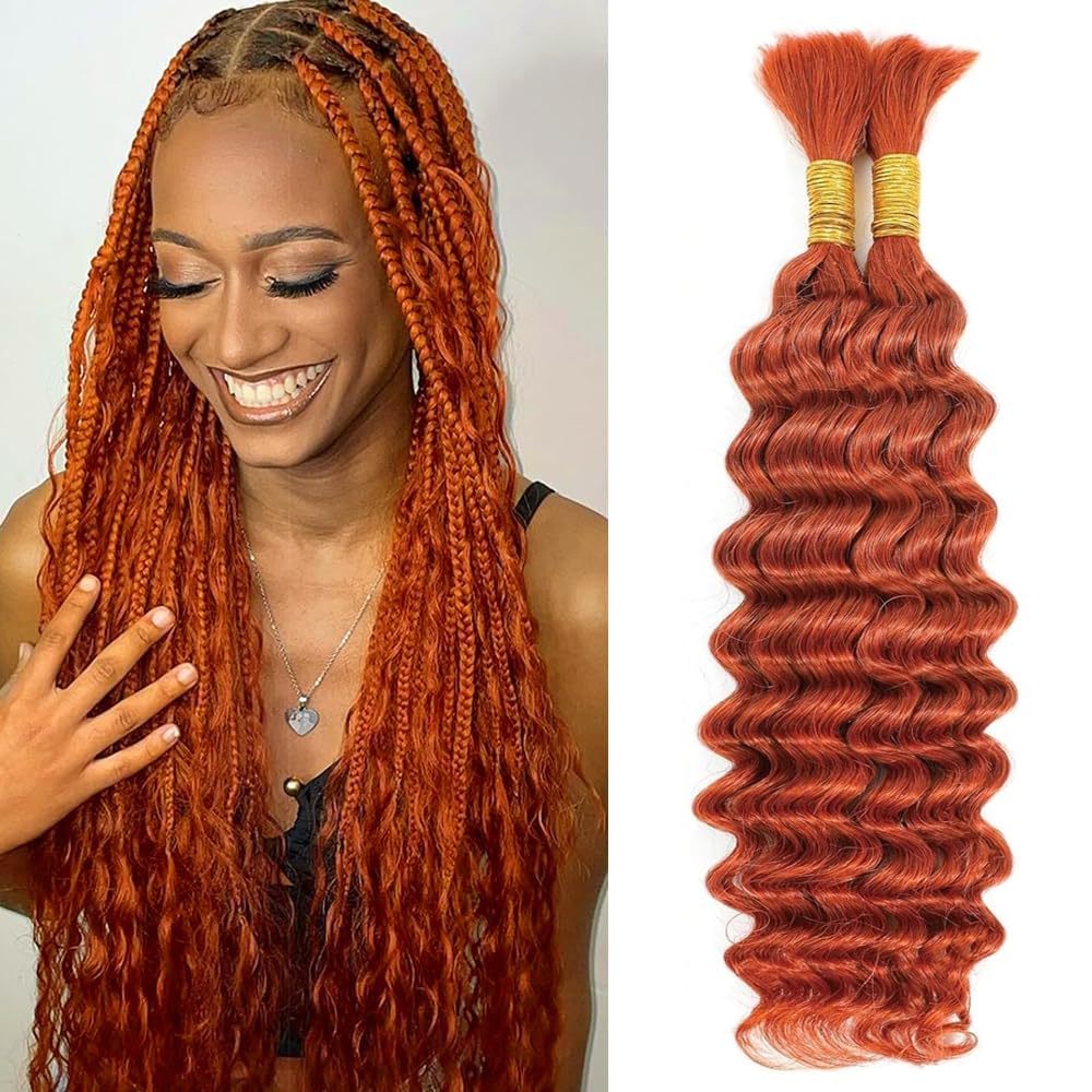 Boho Braiding Hair Ginger 350 Curly Braiding Hair Extensions 22 22 Inch 100g Orange Deep Wave Braids Crochet Knotless Braiding Hair for Women