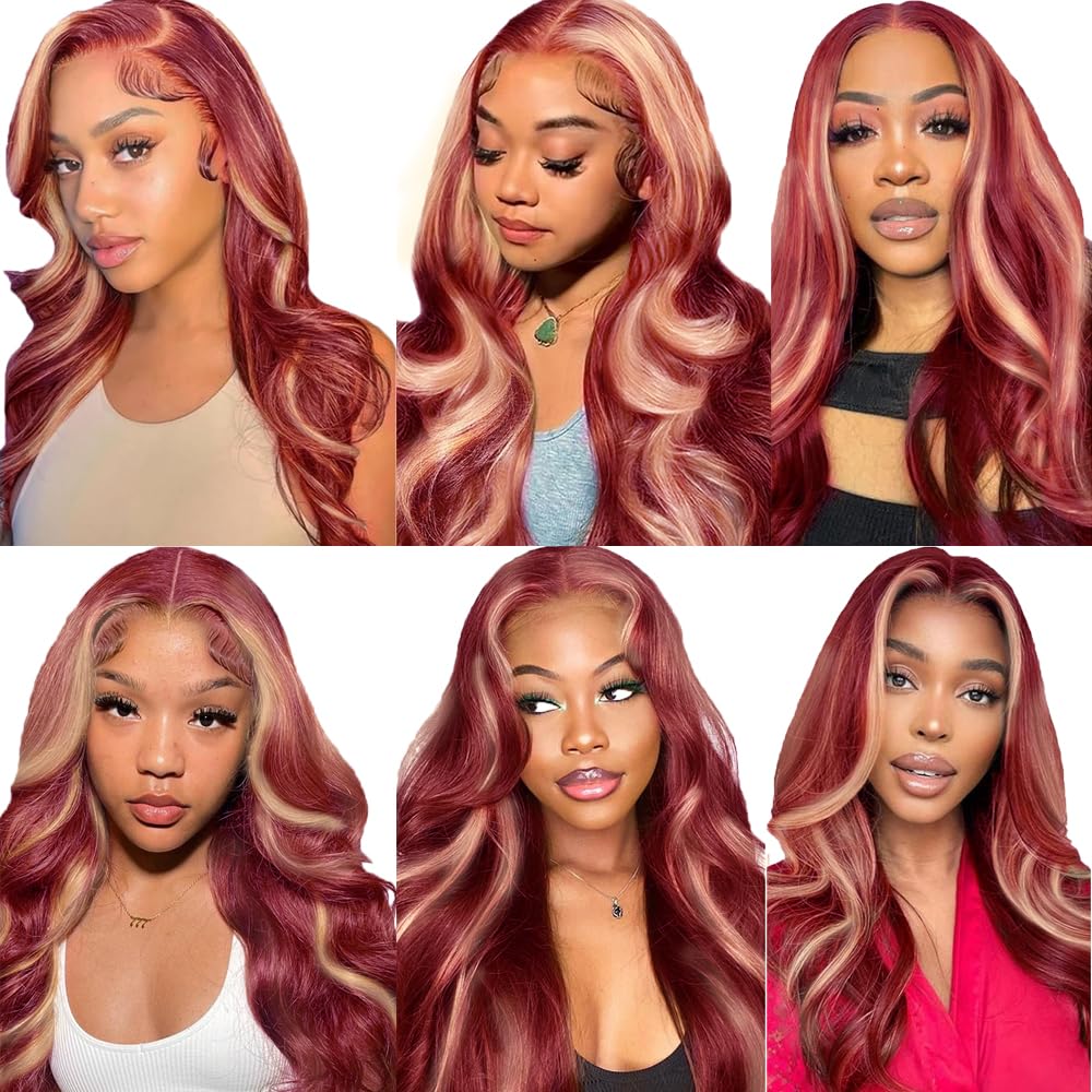 30 32 34 Inch Blonde Body Wave Bundles 99J Bundles Human Hair 8A Brazilian Virgin Remy 3 Bundles Double Weft Soft Real Ombre Hair Extensions 300g