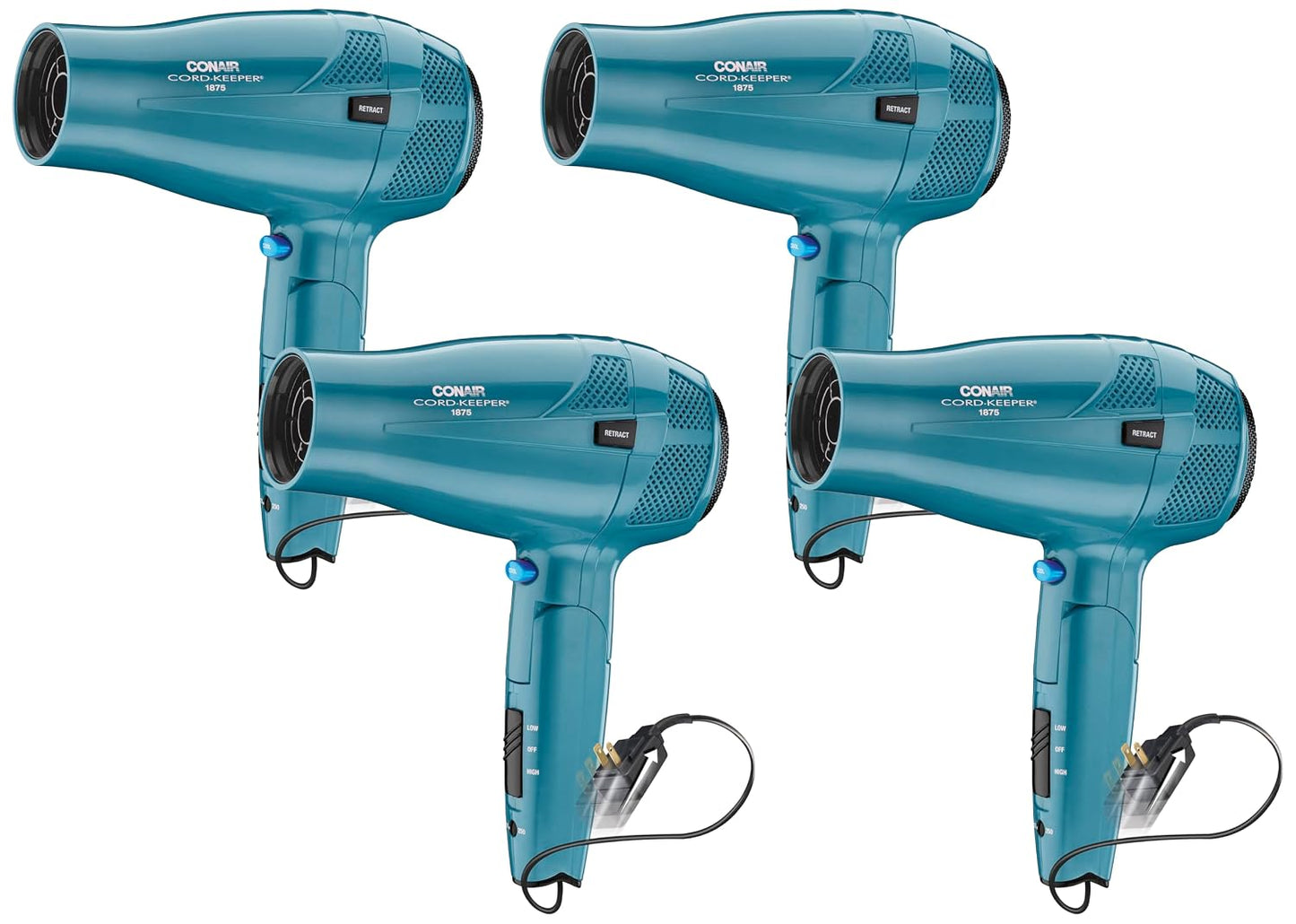 Conair Travel Hair Dryer - 1875W Ionic Technology with Folding Handle & Retractable Cord | Teal