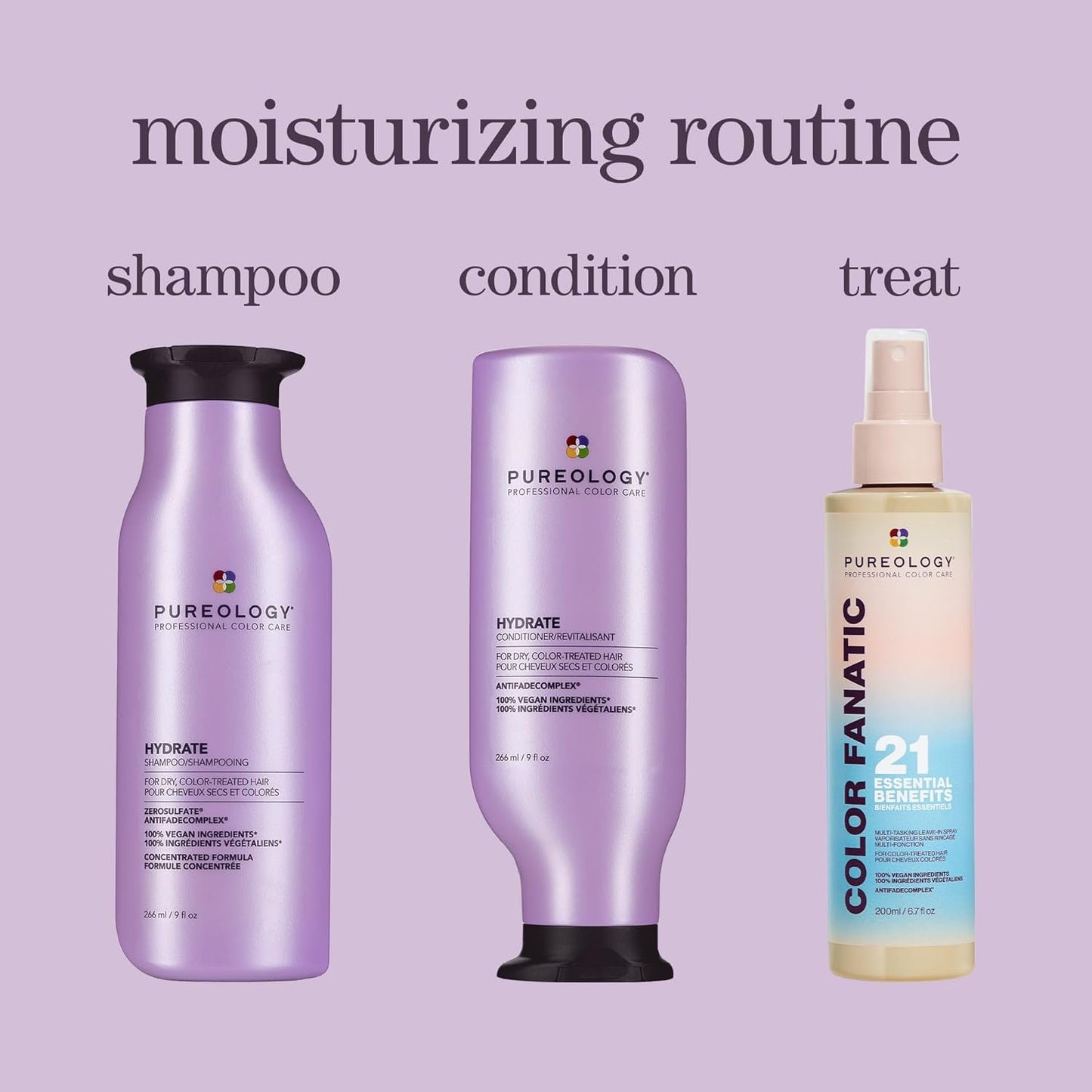 Pureology Hydrate Shampoo & Conditioner Set - Moisturizing for Medium to Thick Color-Treated Hair | Sulfate-Free, Deep Hydration