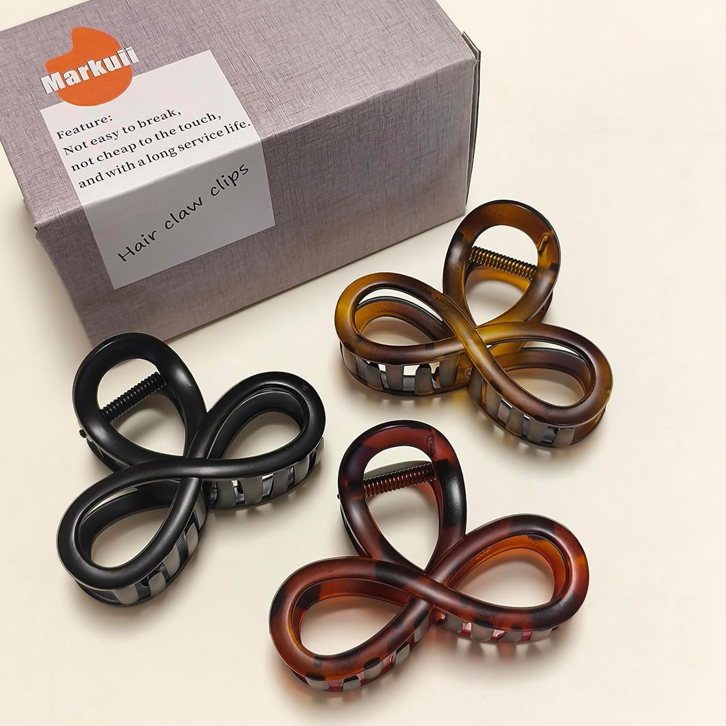 Hair Claw Clips - Unbreakable No Slip Matte Claw Clips for Thin & Medium Thick Hair | 3.3 Inch | 3 Pack