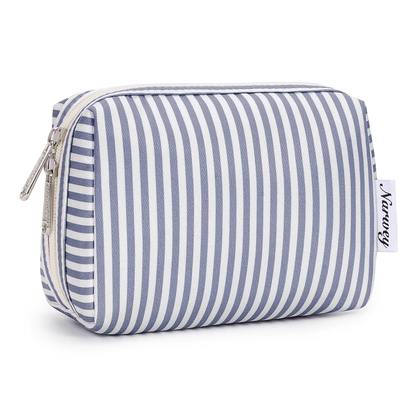 Checkered Makeup Bag - Travel Cosmetic Organizer with Compartments | Large Sky Blue Checkerboard