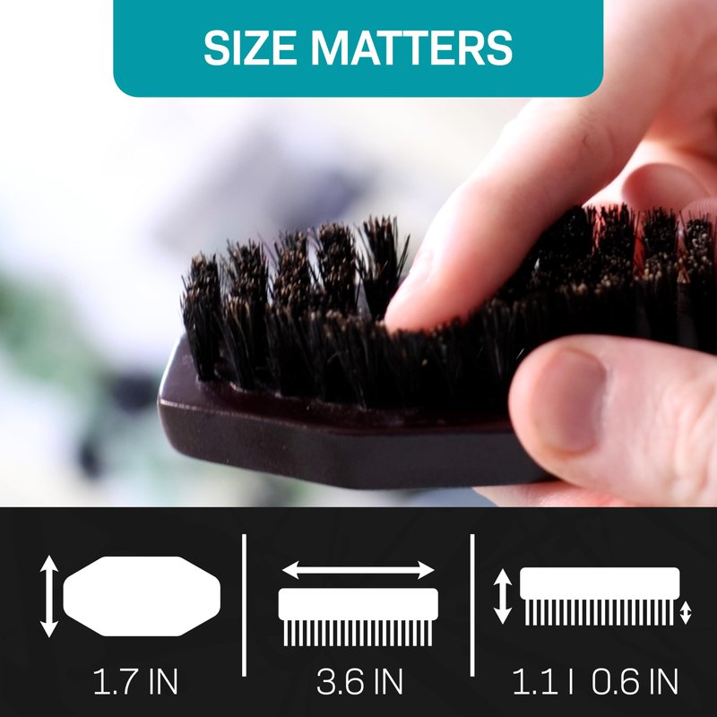 VOLT Grooming Octo Beard Brush for Men, 100% Natural Boar Bristle Brush with Wooden Handle, Medium Hardness, Detangles, Softens & Styles for Beard Care, Compact Travel Size, Short to Medium Beards