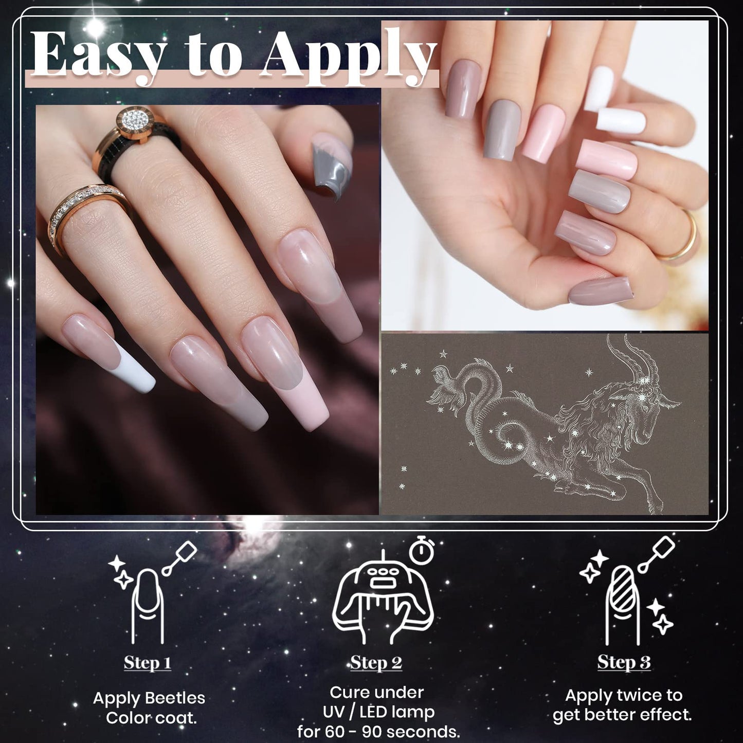 Beetles Neutral Gel Nail Polish – 6 Colors Soak Off UV LED Nail Gel Kit, Brown Gray Silver White Pink Long Lasting Glossy for Salon & Home Manicure Gift for Women