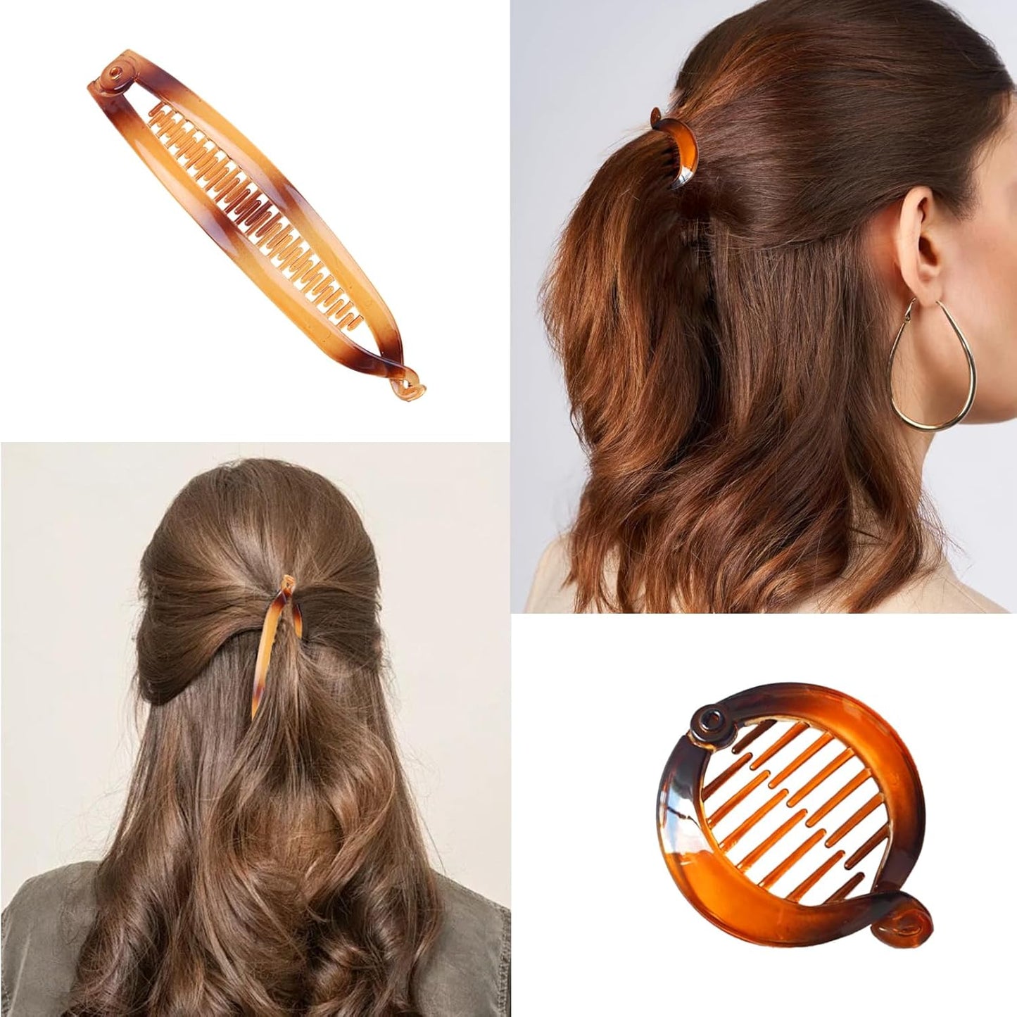 Banana Hair Clips - Vintage 6 Pcs Classic Fish Shape Ponytail Holders | Hair Accessories for Women