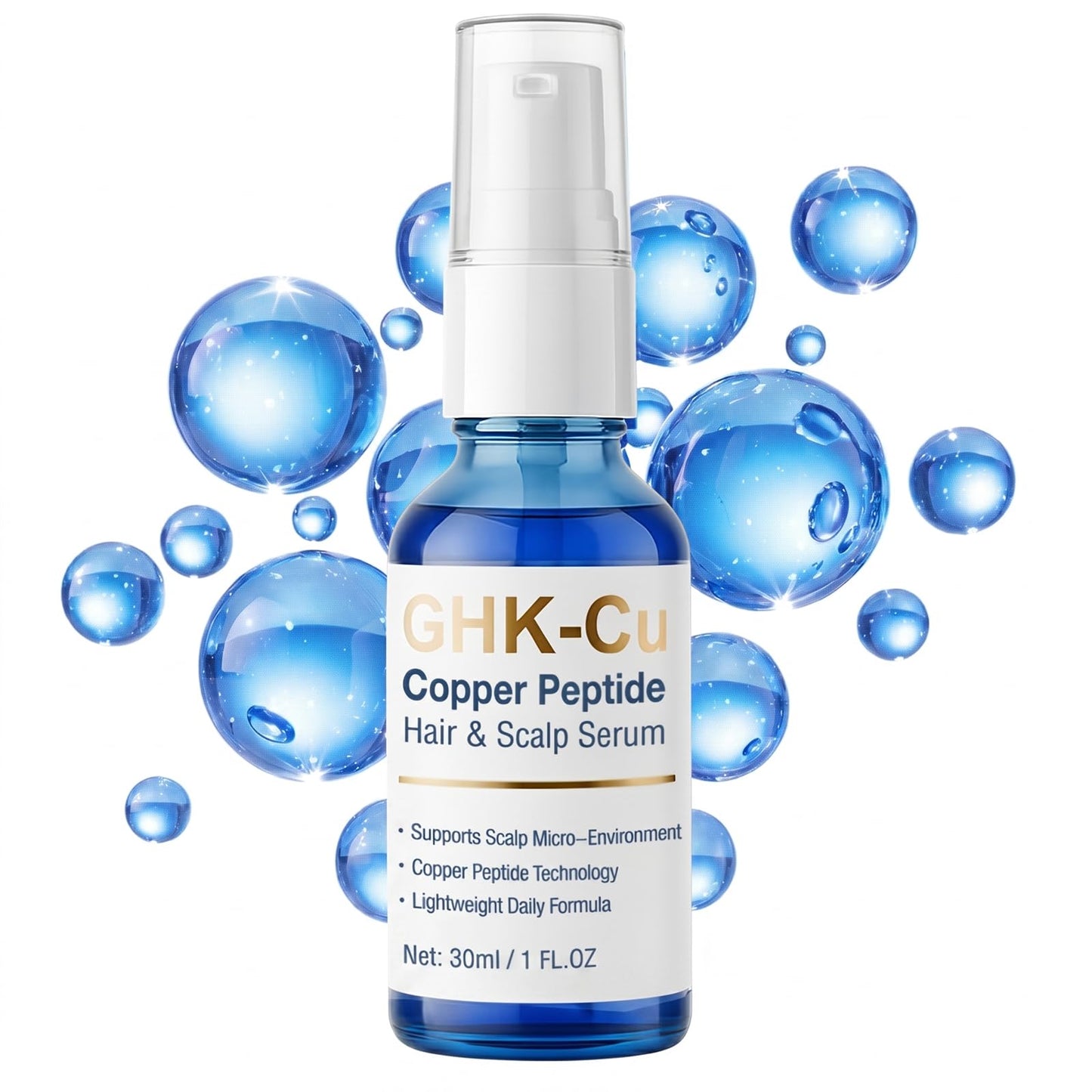 Coregnosis GHK-Cu Copper Peptide Hair Serum, Advanced Formula for Thicker Looking Hair and Scalp Vitality, Strengthening GHK Cu Peptides Complex for Men and Women, Non-Greasy, 1 Fl Oz