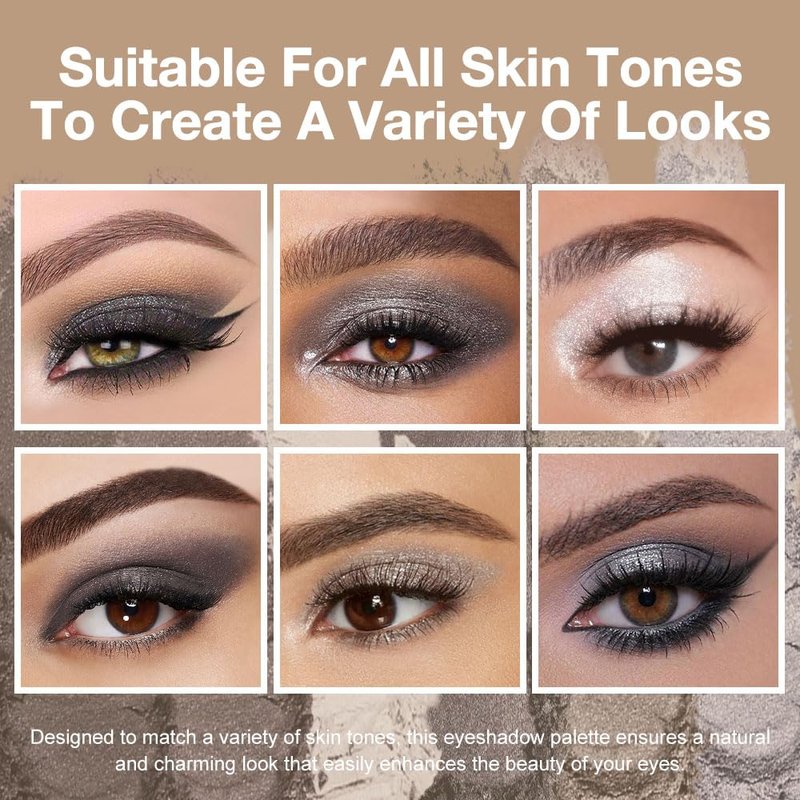 Smokey Grey Eyeshadow Palette - 6 Colors with High Pigment | Mini Travel Makeup for Older Women