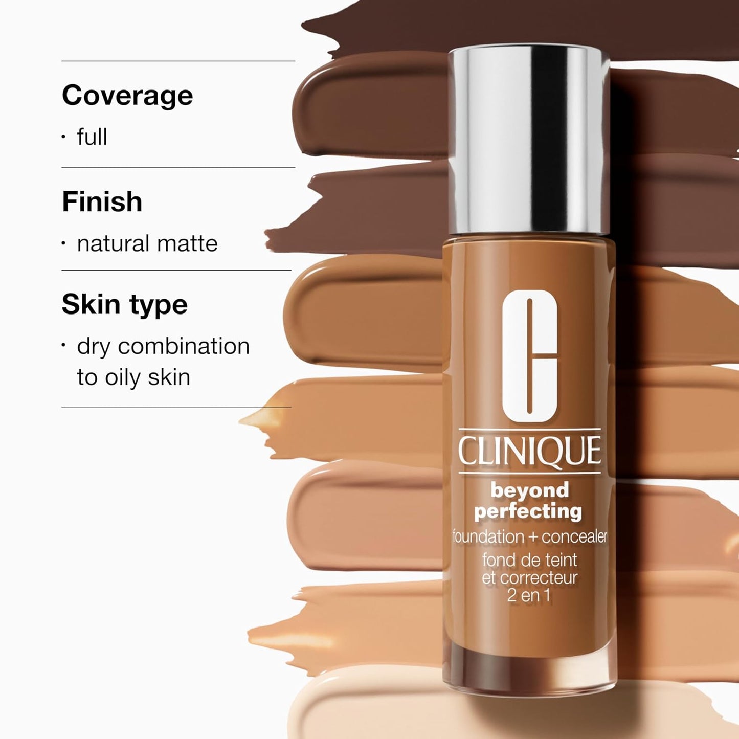 Clinique Beyond Perfecting Liquid Foundation & Concealer - Full Coverage, Natural Matte Finish for All Skin Types | 1 Fl Oz