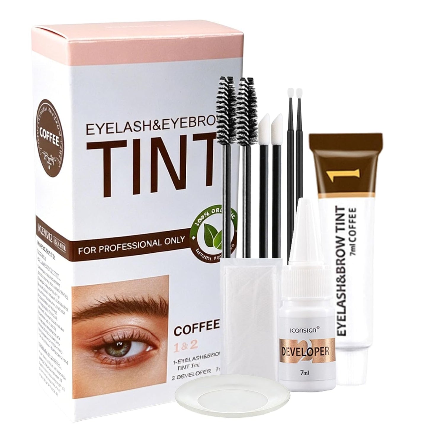 Lash & Brow Color Kit - 2-In-1 Professional Eyelash & Eyebrow Dye | Long-Lasting Results, 7ml (Brown)