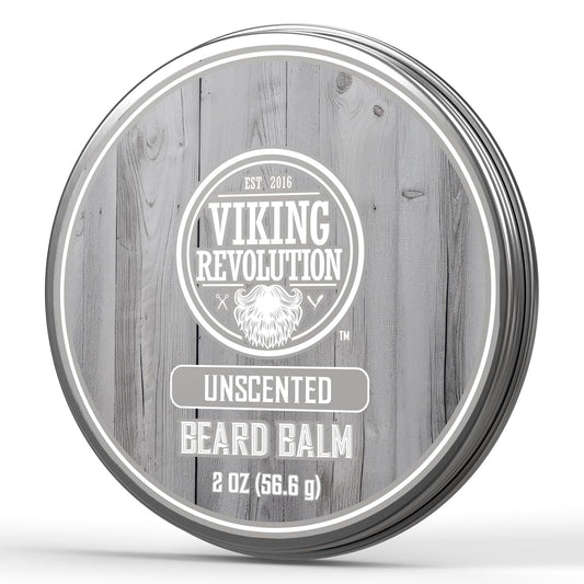 Viking Revolution Unscented Beard Balm for Men – Moisturizing & Softening Beard Butter with Argan Oil, Jojoba Oil, Shea Butter & Beeswax – Styling Balm and Grooming Gift for Men (2 Pack, 2oz Each)