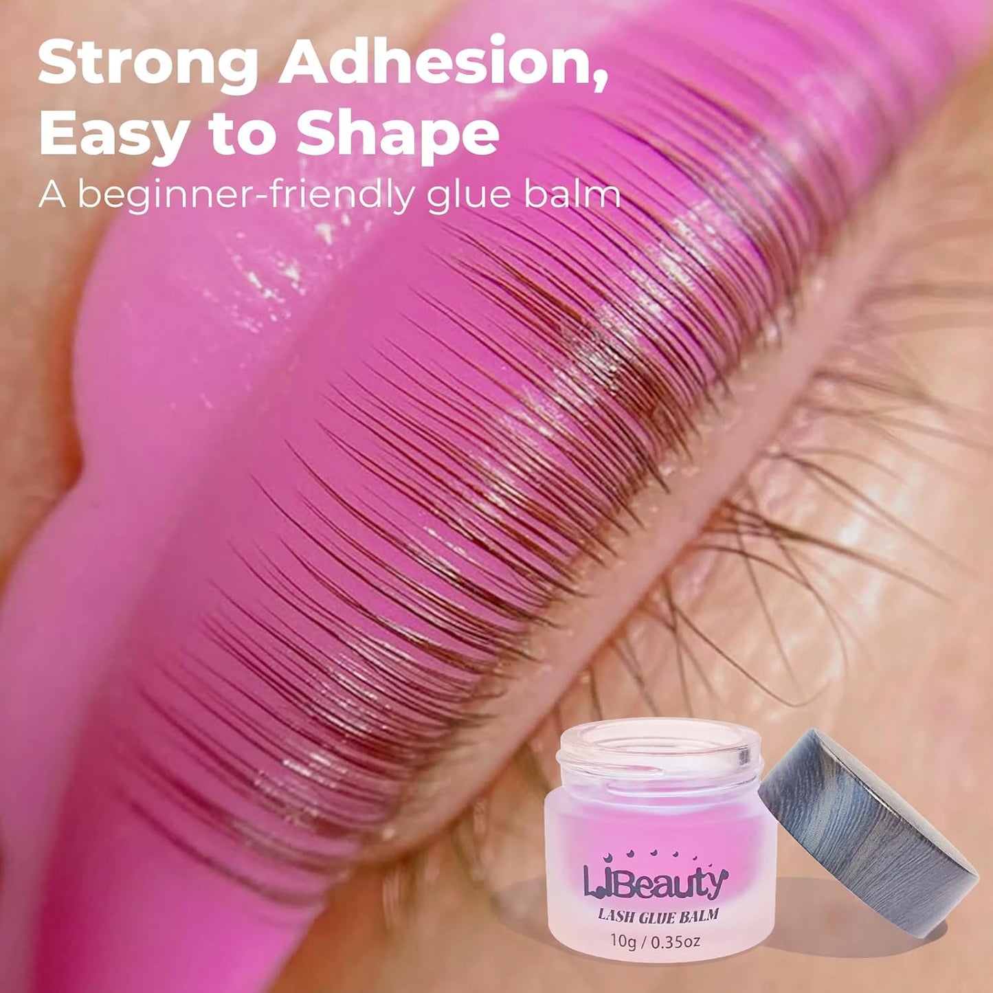 Libeauty Lash Lift Glue Balm - Super Sticky Brow Lamination & Eyelash Perm | Water Soluble, Gentle Fragrance, Pink Peach