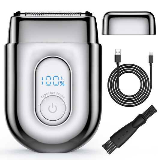HOOICB Electric Foil Shavers for Men, Mini Electric Razor with LED Display, IPX7 Waterproof Wet Dry Beard Trimmer Grooming Kit for Travel