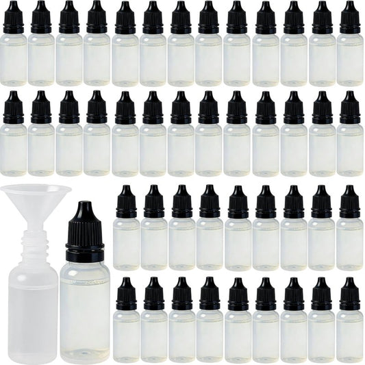 YOOHUA 55PCS/Set 15ML Small Empty Squeeze Dropper Bottles Plastic Thin Tip Dropper Bottles Portable Squeezable Liquid Dropper with Cap and Plug for Oil Liquid Storage (Black)