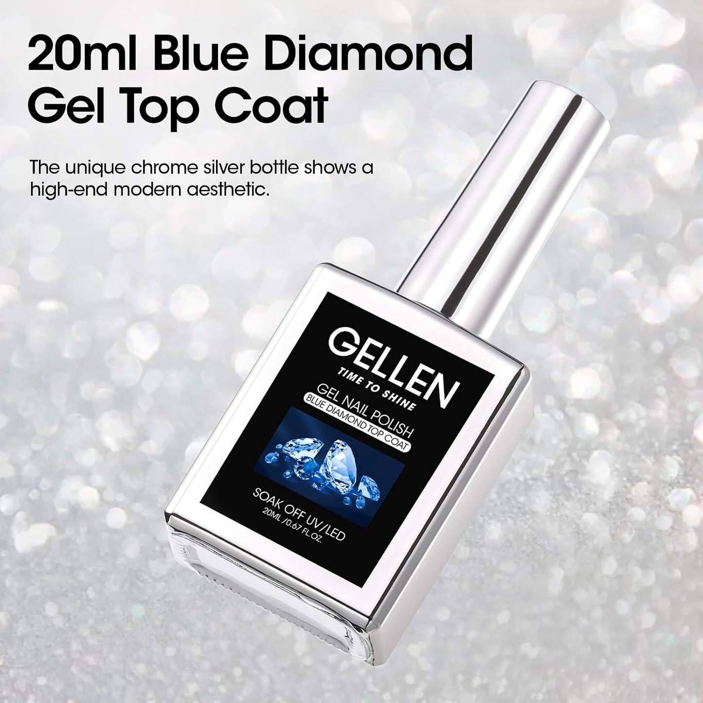 GELLEN Gel Top Coat - High Gloss Clear Nail Polish for Long-Lasting Shine | 20ml Soak Off UV Gel