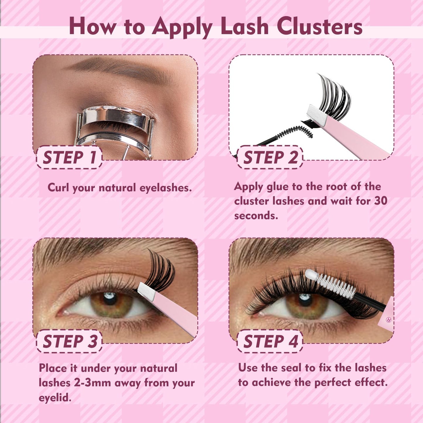 FADLASH Lash Clusters Kit 40D+50D+60D Natural Wispy Eyelash Clusters Kit