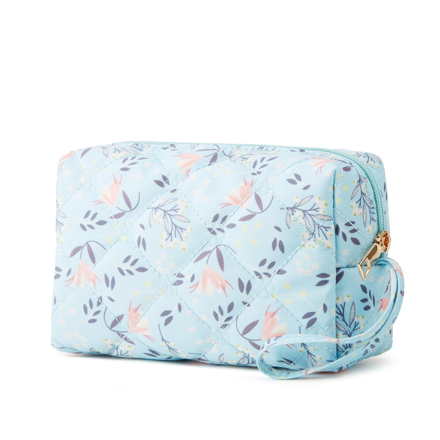 YTL Travel Makeup Bag, Puffer Cosmetic Bag for Women, Waterproof Puffy Padded Make Up Bags, Flat Open Portable Organizer Case Toiletry Bag Pouch Purse for Skincare, Brushes & Travel Essentials