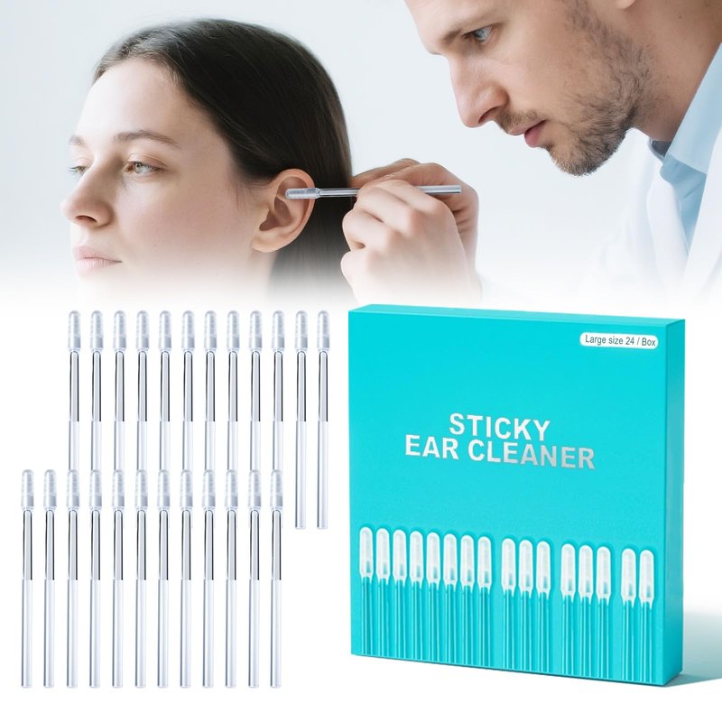 Earwax Removal Adhesive Swabs, 2025 New Reusable Earwax Removal Adhesive Swabs, Adult Spiral Ear Wax Removal Ear Scoop Remover Tool with Dust Cover Packaging (Large)