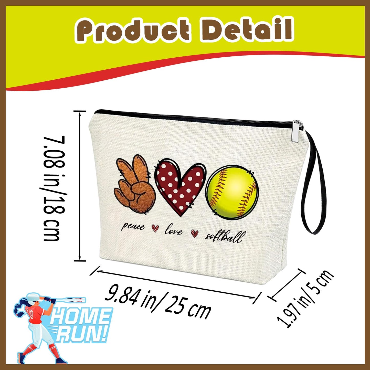 Softball Gifts for Women Girl Zipper Bag Funny Gifts for Softball Lover Softball Stuff Sport Season Gifts at the Games Day Makeup Bag Birthday Thanksgiving Christmas Gifts for Her Sister Friends BFF