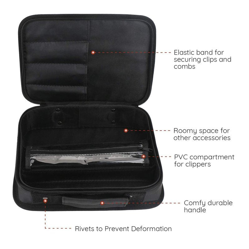 Segbeauty Barber Carrying Case, Stylist Tool Storage Bag for Clippers Scissor Clips Trimmer Grooming Kit, Hair Styling Accessories Organizer, Portable Travel Professional Hair Salon Equipment