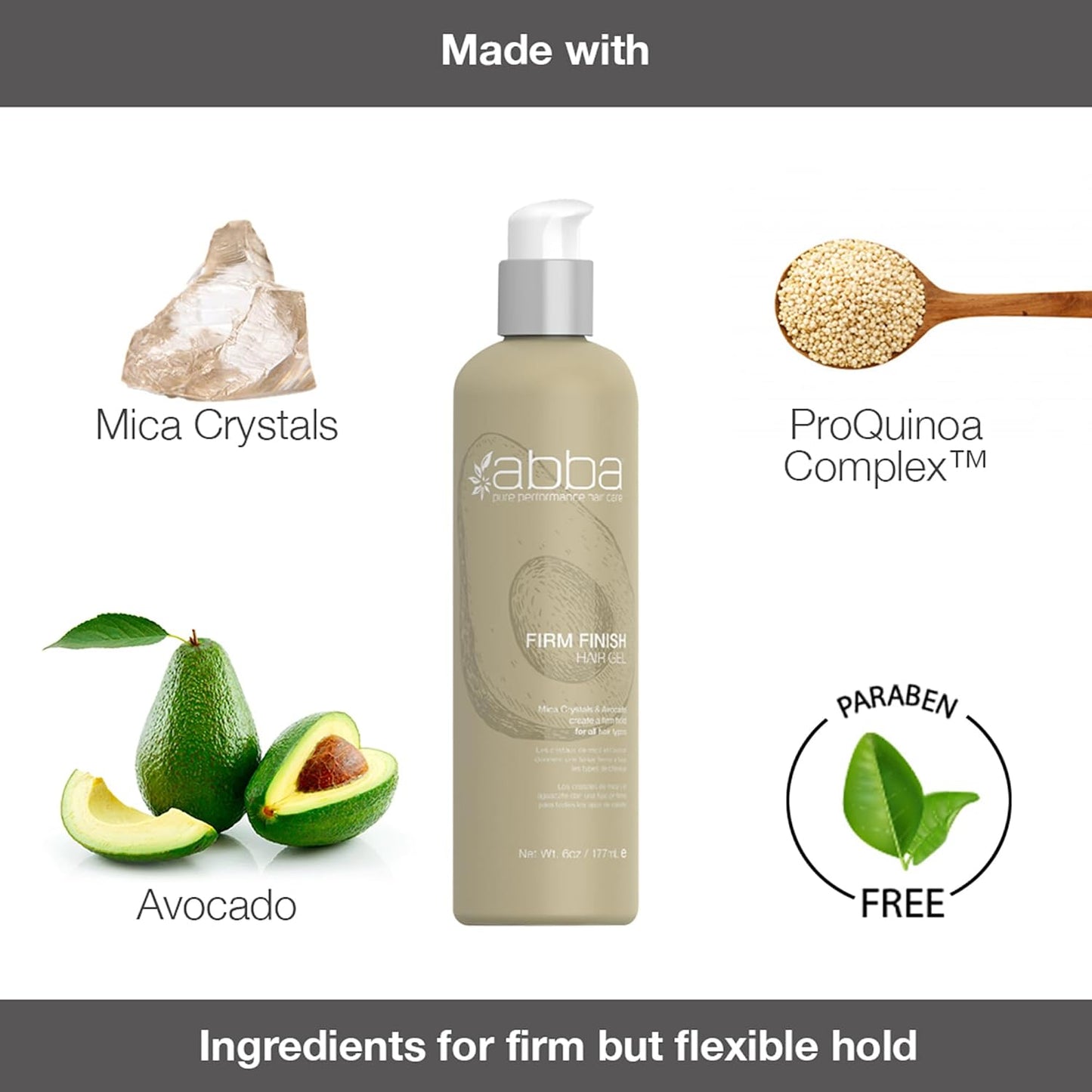 ABBA Pure Style Gel – Medium Hold with Mica Crystals & Avocado | 6 fl oz