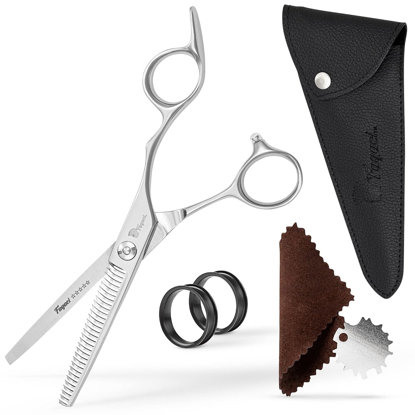 Professional Hair Cutting Scissors - 5 Inch 440C Steel Blades for Smooth, Precise Cuts | Durable Barber Shears with Elegant Sheath