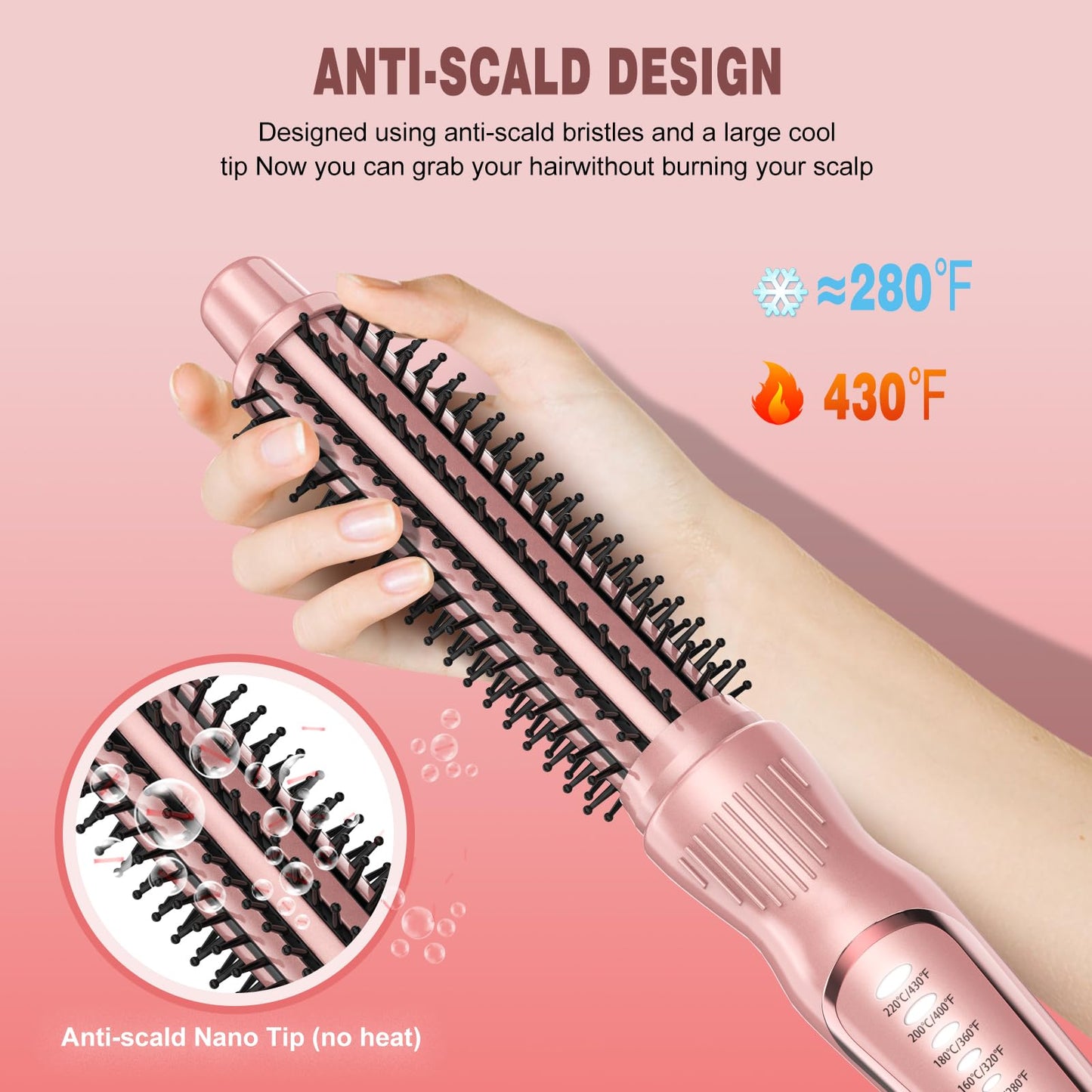 Thermal Brush, Heated Round Brush & Curling Iron with Ceramic Ionic Technology, Hair Tools for Volumizing & Styling, Travel-Friendly Hot Comb with Adjustable Temperature（Gold 1 inch）