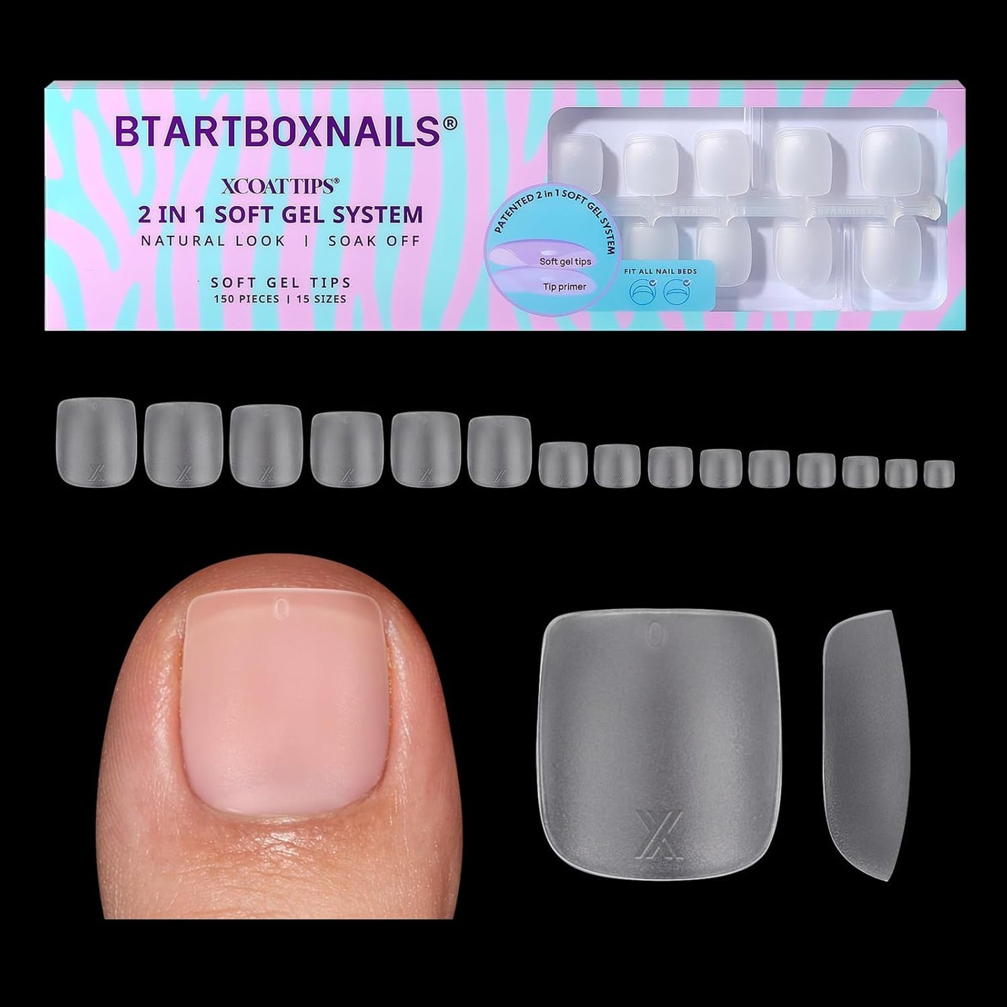 BTArtbox Press-On Nails - 5 Shades of Nude Long Stiletto | 16 Sizes for Easy Application & 4-Week Wear