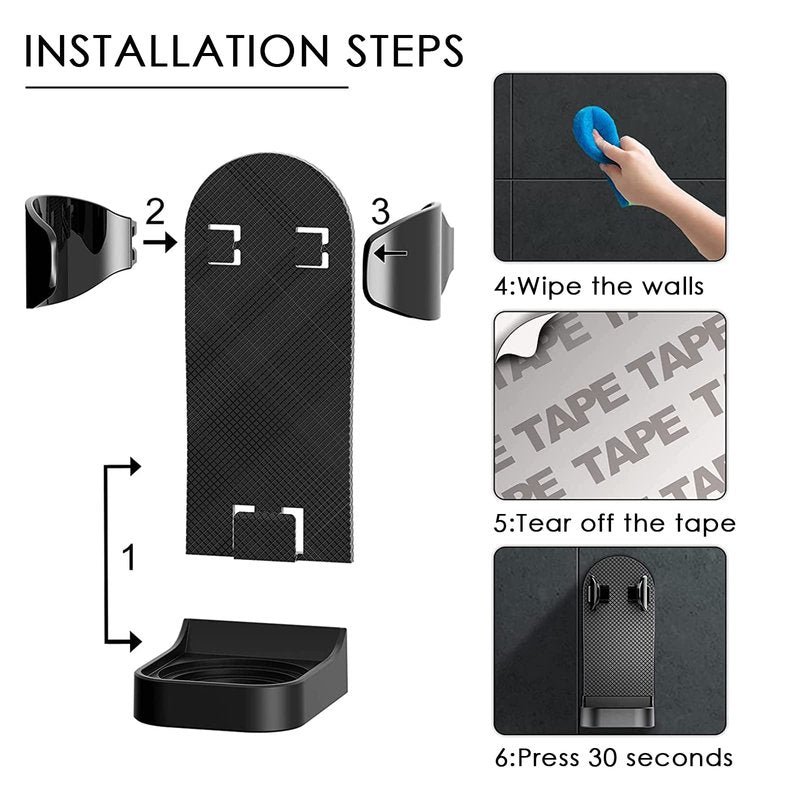 Linkidea 2 Pack Wall Mount Electric Shaver Holder, Self-adhesive Shower Organizer for Philips 7, 9 Series, Bathroom Razor Stand (Black)