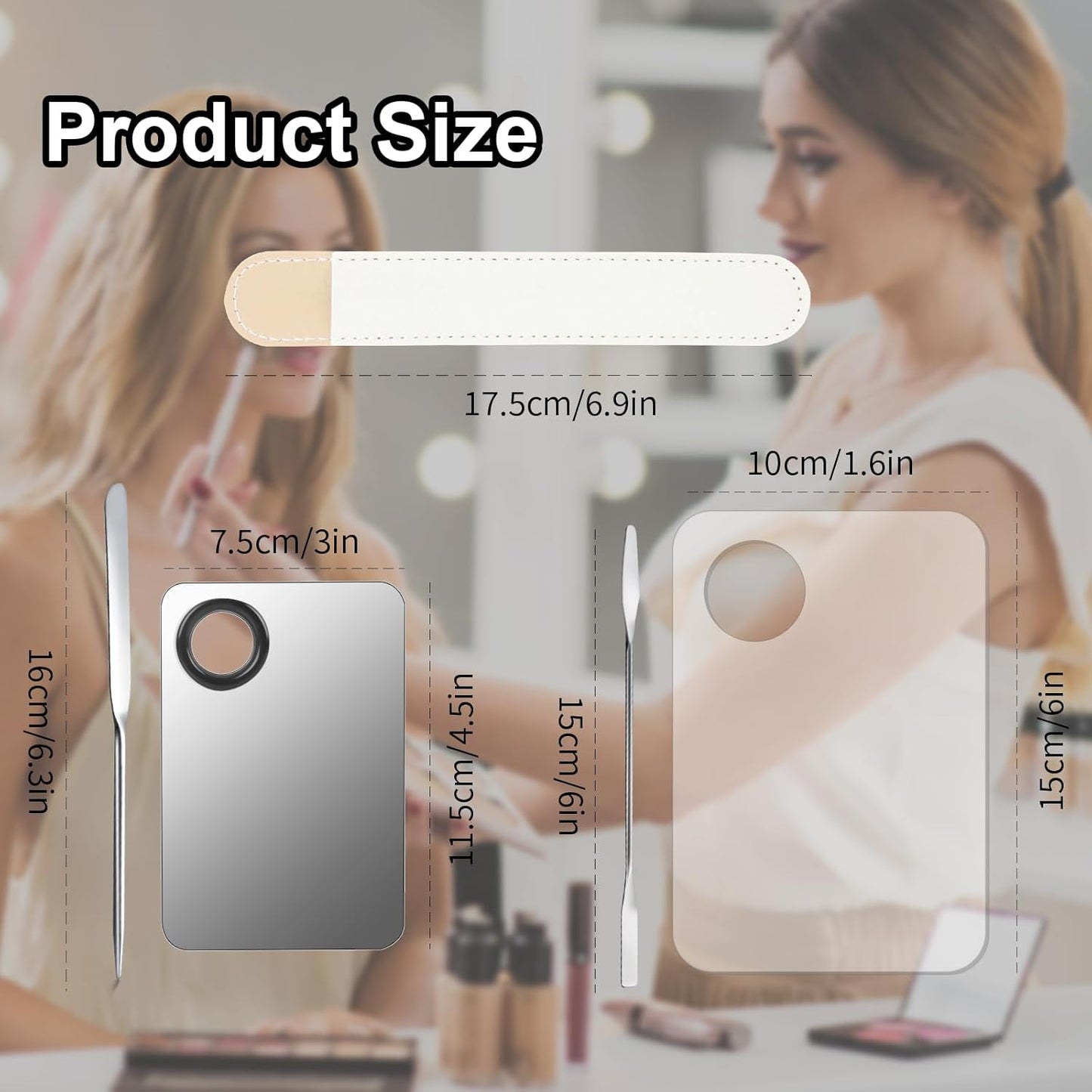 Professional Makeup Spatula Set - 5pcs Stainless Steel & Acrylic Palette | Reusable Beauty Tools for Cosmetic & Nail Art