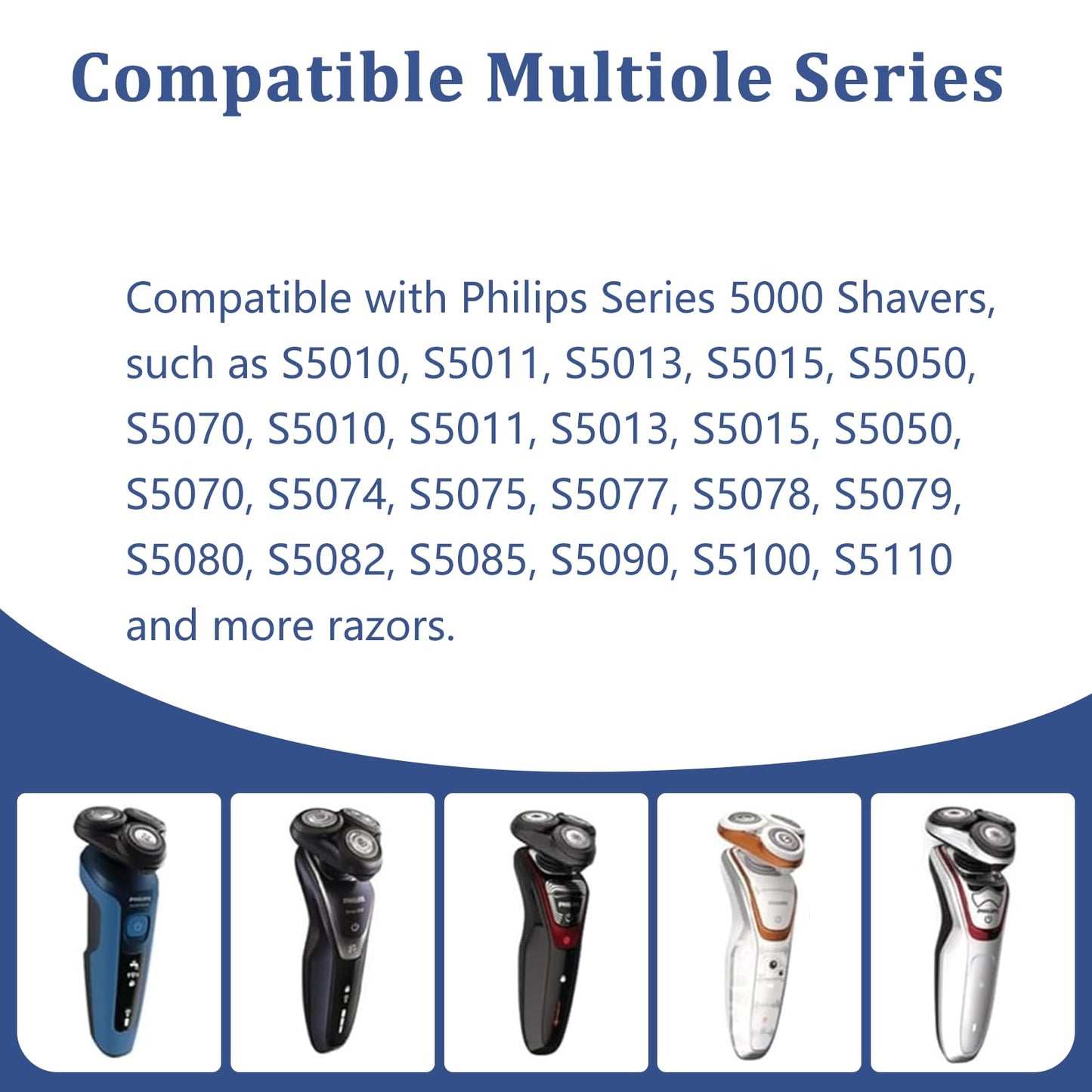 Series 5000Replacement Complete Head for Philips Shavers S5000/6000,S5100,S5500 Series,SH50 MultiPrecision Blades Upgrade Head for SH50 Electric Shavers (1 Count (Pack of 1))