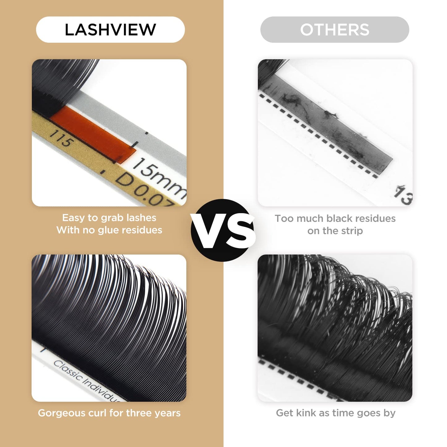 LASHVIEW 0.07 Thickness C Curl 8-15mm Mixed Tray Volume Faux Eyelash Extensions Silk Individual Lash Extensions Pure Korean Silk lashes Soft Application for Professional Salon Use