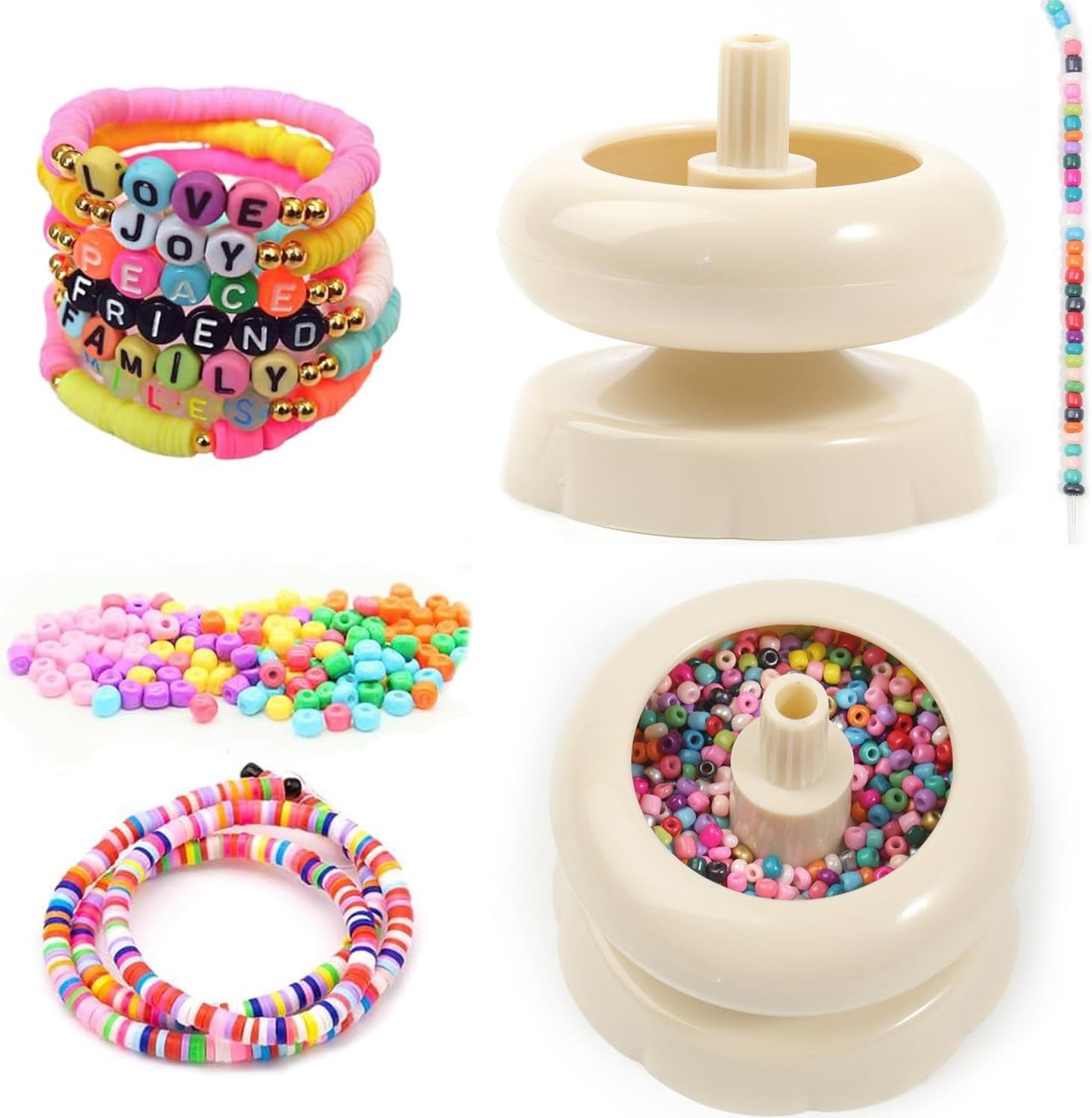DIY Clay & Seed Bead Spinner Tool - Jewelry Making Threader with Curved Needle | Ideal for Necklaces & Bracelets