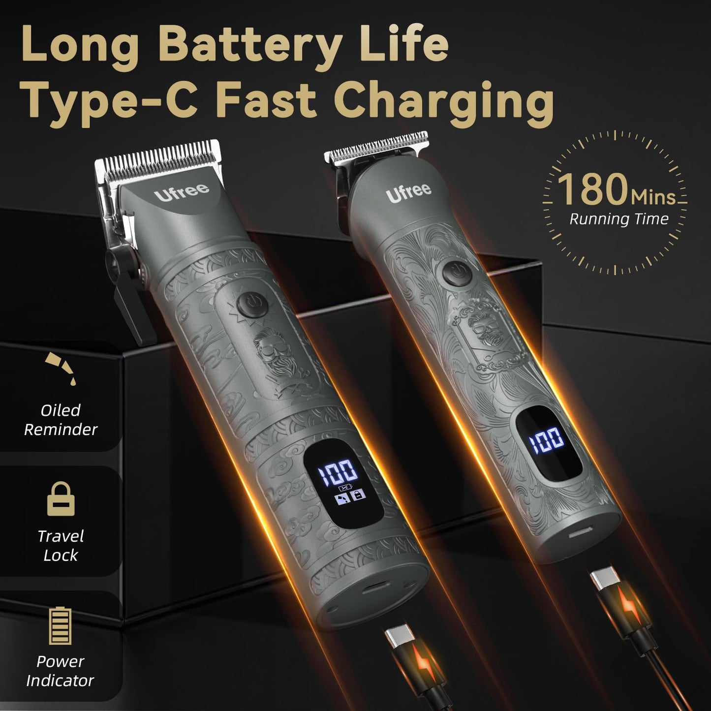 Ufree Beard Trimmer for Men with Hair Clipper, Professional Hair Clippers for Men and Hair Trimmers, Cordless Electric Razor Mens Grooming Kit for Nose, Face, Ear, Body, Gifts for Men Husband Father