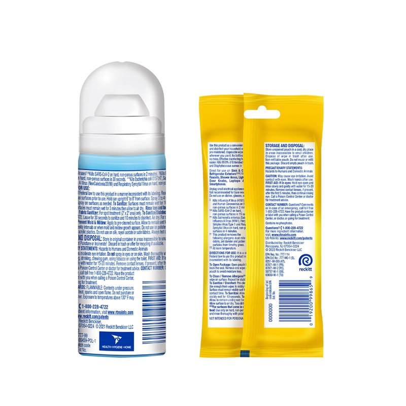 Lysol To Go Bundle - 1.5 Ounce Crisp Linen Disinfectant Spray and Lemon Lime Disinfecting Wipes Flat Pack