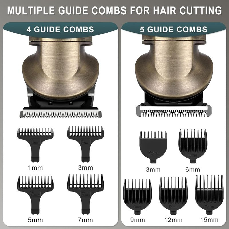 Hatteker Beard Trimmer Kit Professional Hair Clipper Zero Gapped T-Blade Electric Razor Shaver for Nose Ear Body Face Mustache Trimmer for Men Cordless Grooming Kit 8 in 1