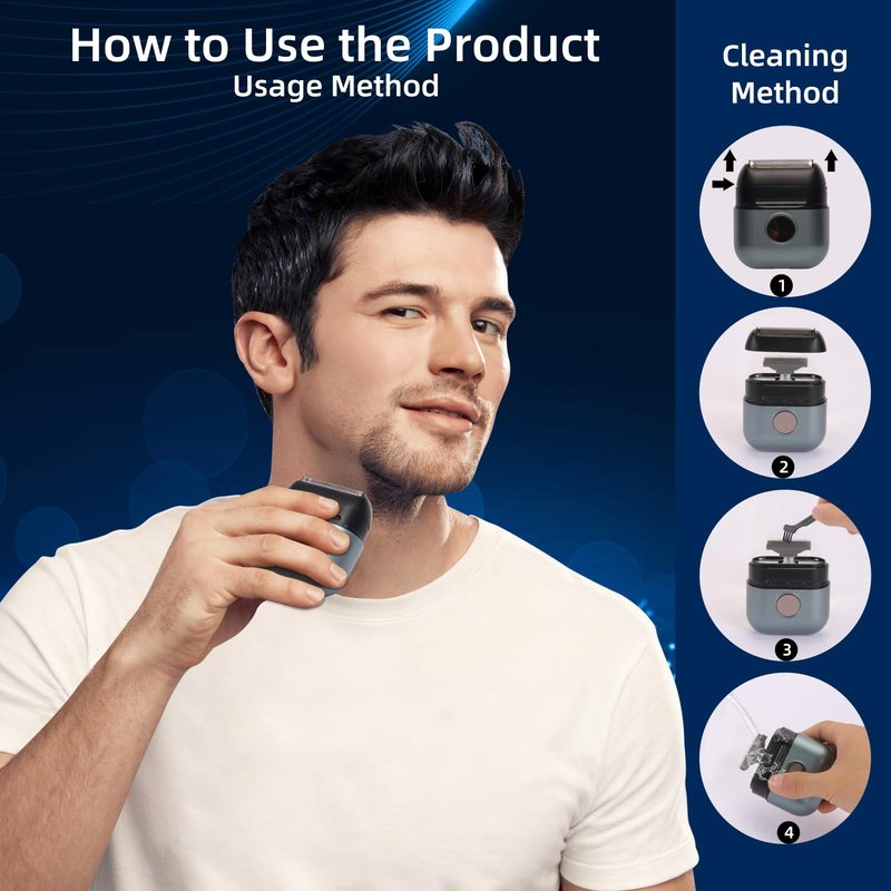 Foil Shaver for Men and Women - Electric Razor with 2 Precision Blades, USB Rechargeable IPX6 Waterproof Wet/Dry Shaver, Compact Personal Grooming Tool for Travel Home Office