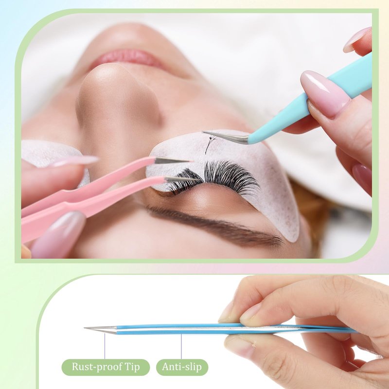 Honoson 9 Pieces Curved Pointed Craft Tweezers Stainless Steel Precision Tweezer with Protective Cover for Rhinestones Dried Flowers Craft Stickers Eyelash Extension Jewelry Making(Macaron Colors)