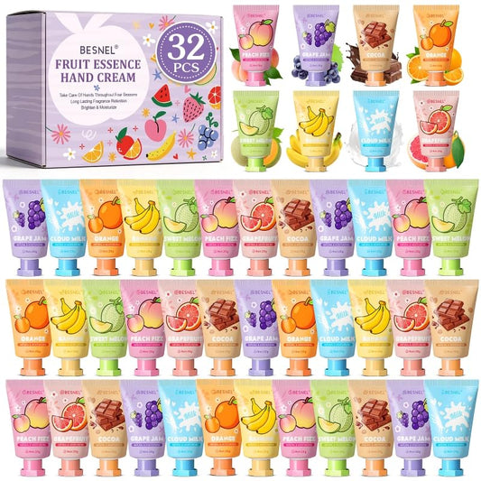 BESNEL Hand Cream Gift Set - 32 Pack Mini Lotion for Dry Cracked Hands | Perfect for Birthdays, Graduations & Teacher Appreciation