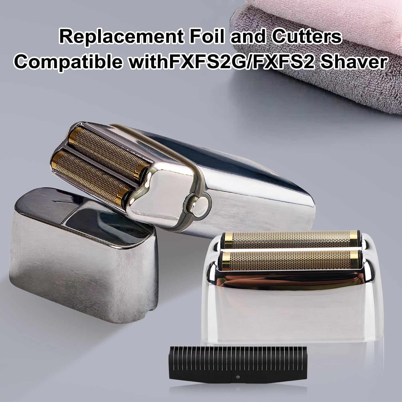 Replacement Foil and Cutters head Compatible with BaBy*lissPRO Double Foil Shaver, Replacement Foil Compatible with BaBy*lissPRO trimmer FXFS2 Shaver,2 PACK (Silver)