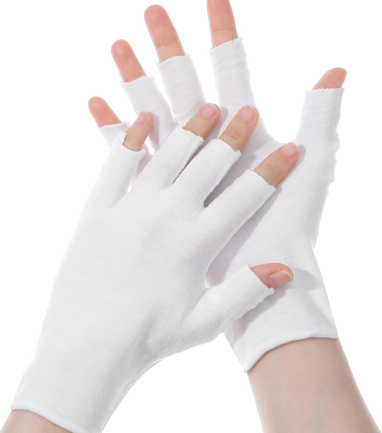 Eczema Gloves for Dry Hands - 4 Pairs Fingerless Cotton Gloves with 5 Open Fingertips | One Size Fits Most