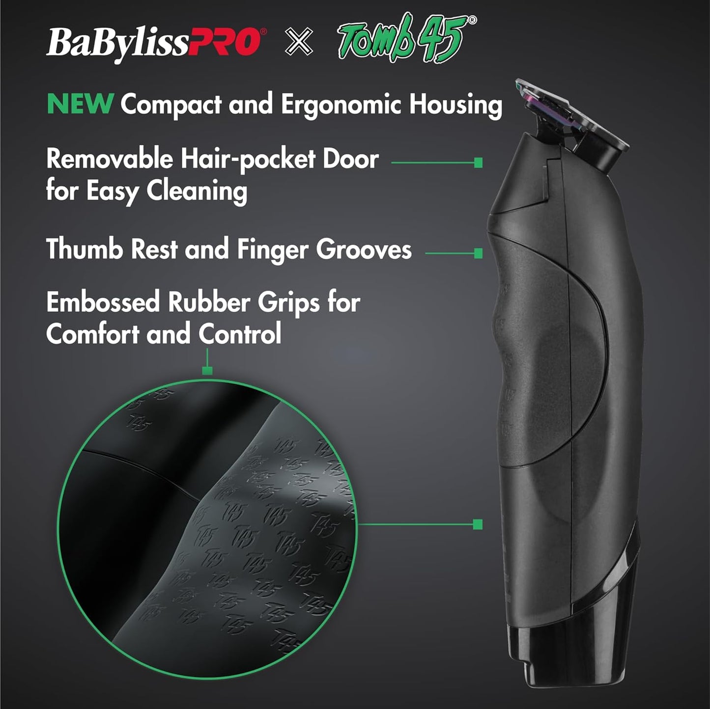 BaBylissPRO Wireless Charging Hair Trimmer for Men - Dual Speed Motor, 7500 RPM T-Blade, 3 Hour Runtime