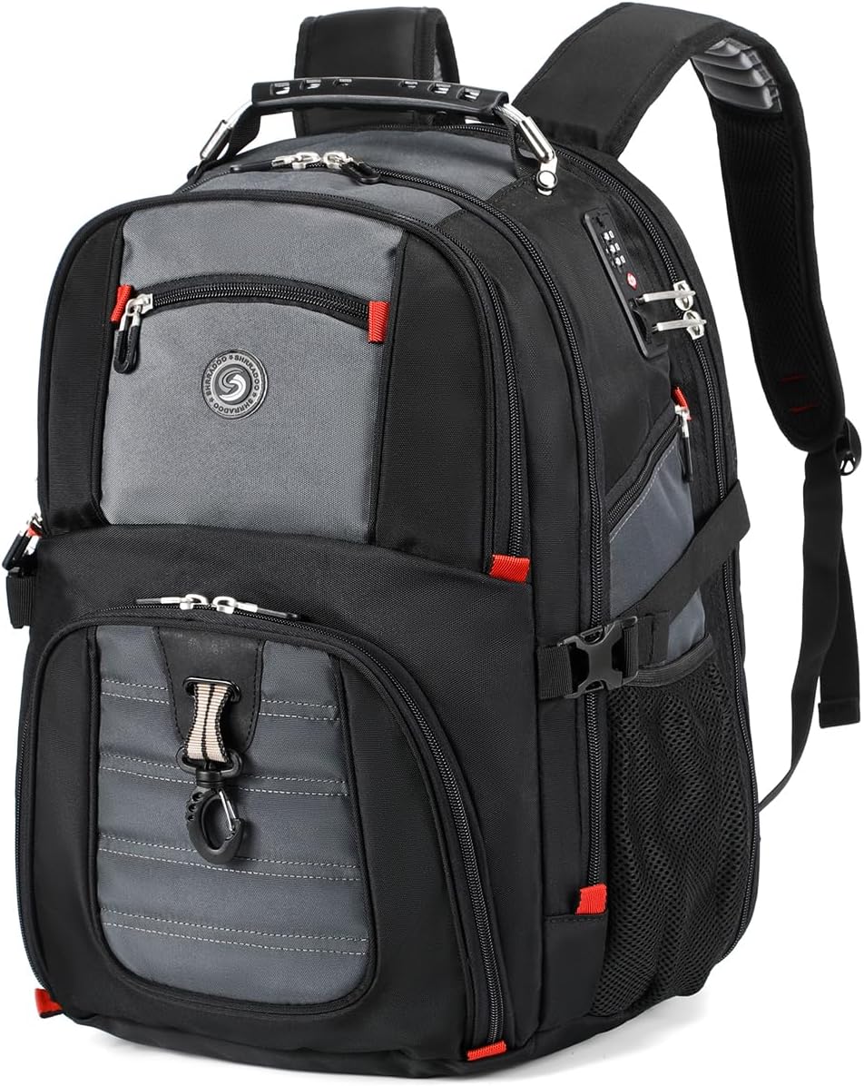 SHRRADOO Extra Large 50L Travel Laptop Backpack - Airline Approved, Fits 17 Inch Laptops | Black
