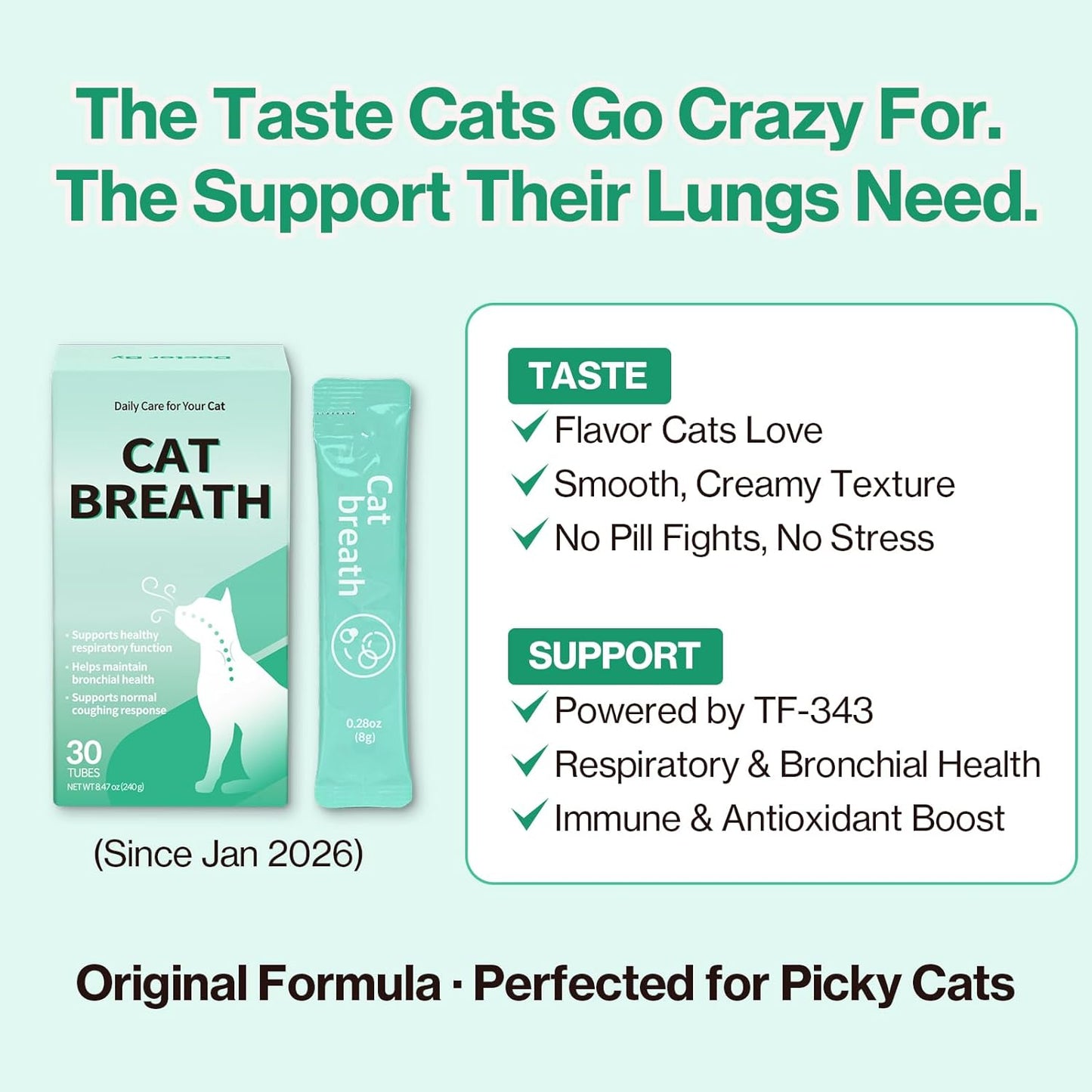 Cat Bronchial Supplements - Lickable Chicken Formula for Sneezing, Asthma & Cold Relief | 1 Pack