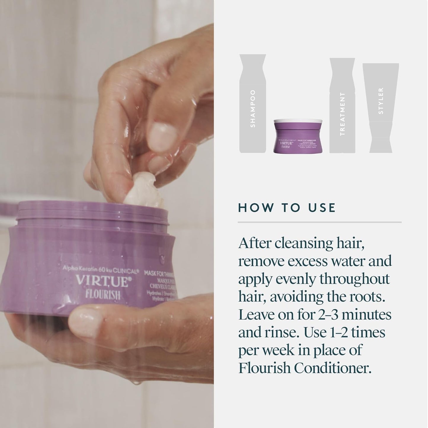 Virtue Flourish Hair Mask for Thinning Hair - 5 oz Nourishing Treatment