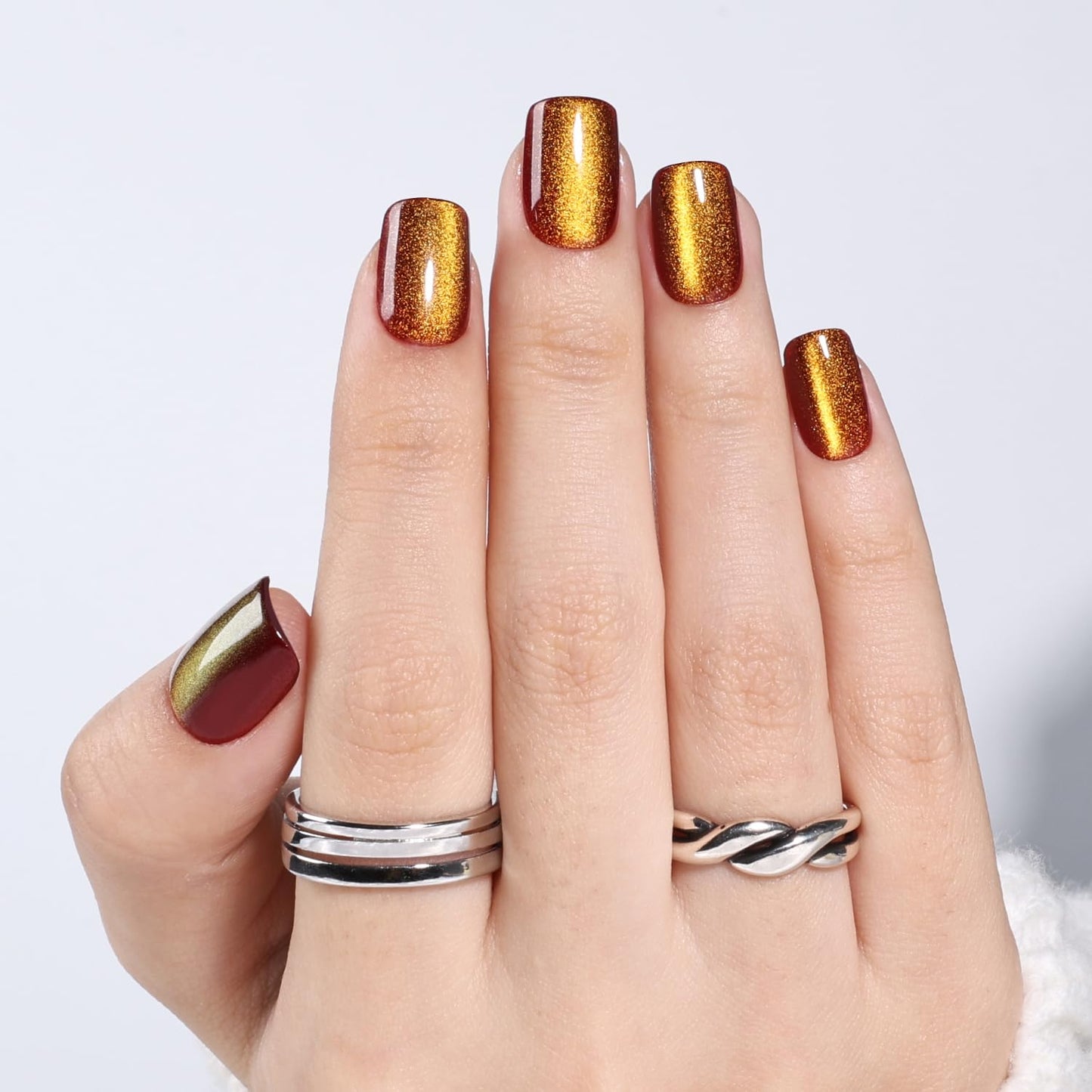 Glossy Red Press On Nails - Almond Shape Fake Nails with Glue | 32 PCS, 16 Sizes for Women