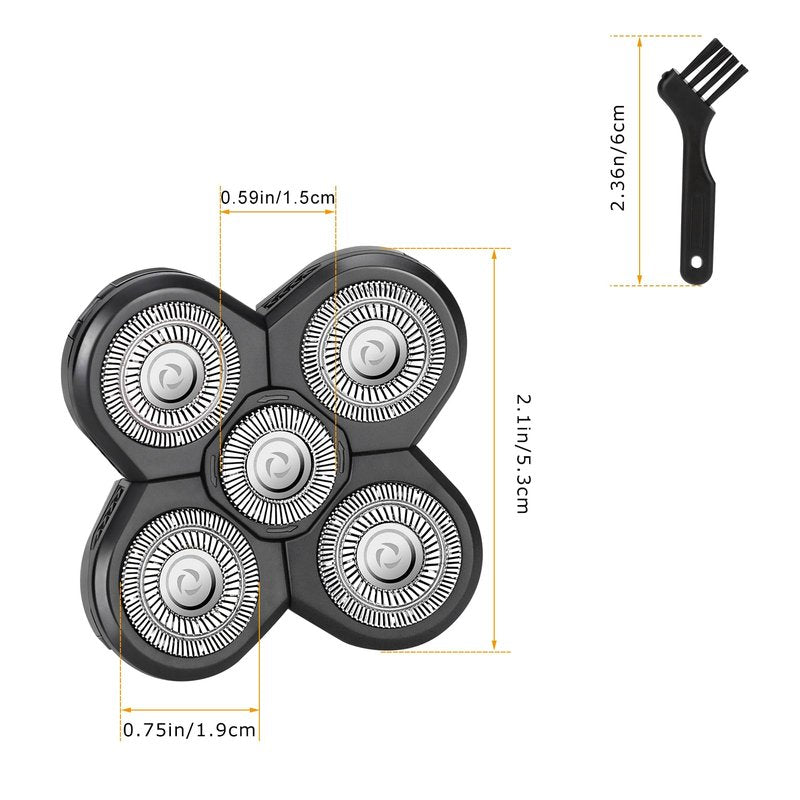 2 PCS Head Shaver Replacement Blades,Father’s Day Gifts for Grandpa Mens Husband - Birthday Gift Ideas for Grandpa Dad, 5-Blade Shaver Heads for Bald and Face Hair with Cleaning Brush