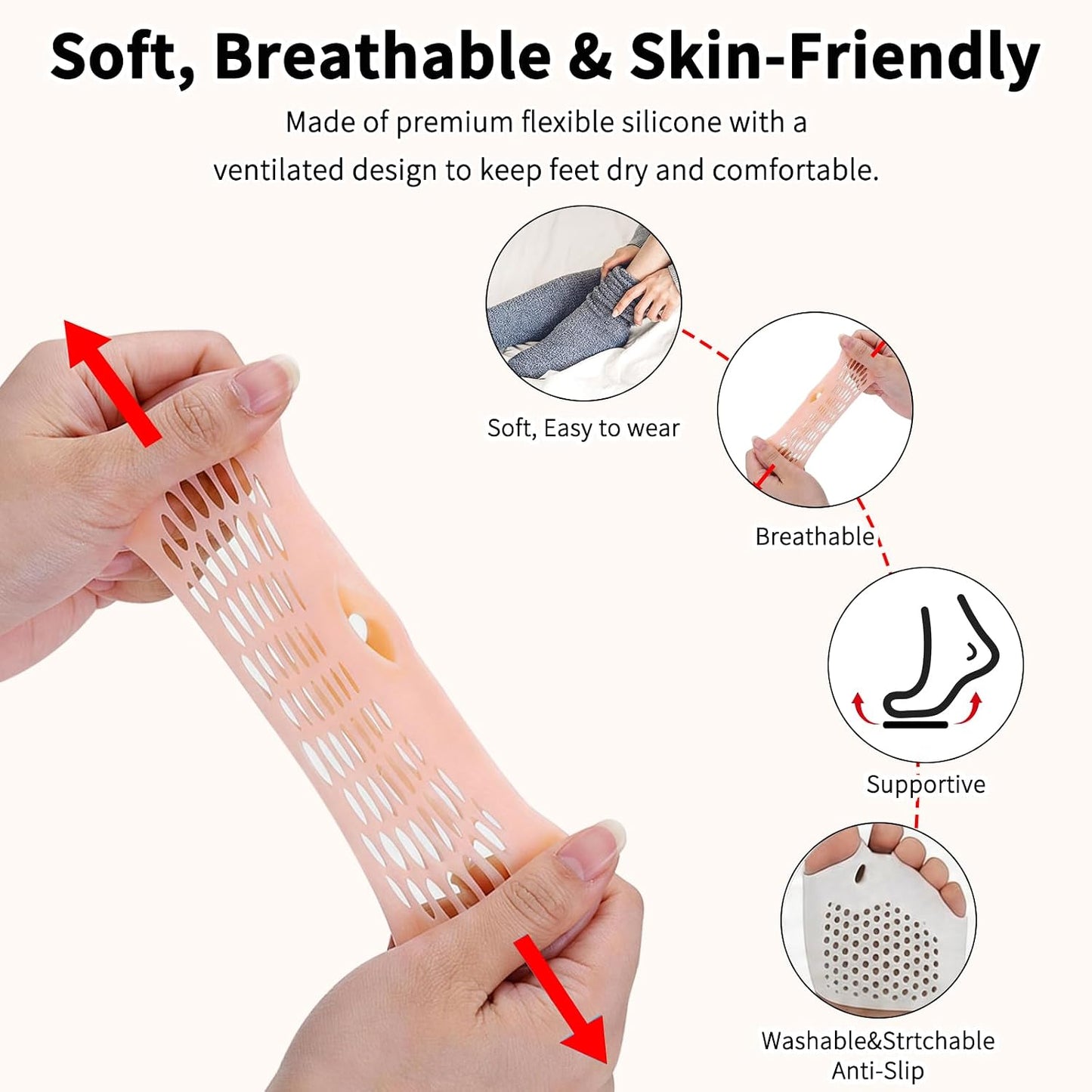 Silicone Toe Separators - Soft Breathable Bunion Relief & Hammer Toe Straighteners | 6 Pairs, 4 Colors, Ultra-Thin Design