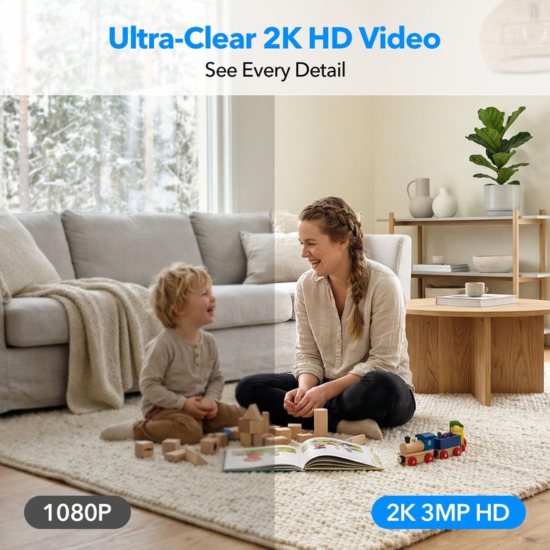 OZHGQ 2K Cameras for Home Security Dual-Band 5G/2.4GHz WiFi Indoor Camera Baby Monitor & Pet Camera for Dog Cat Elder AI Motion Detect 2-Way Audio Night Vision 24/7 Local Recording SD Cloud Storage