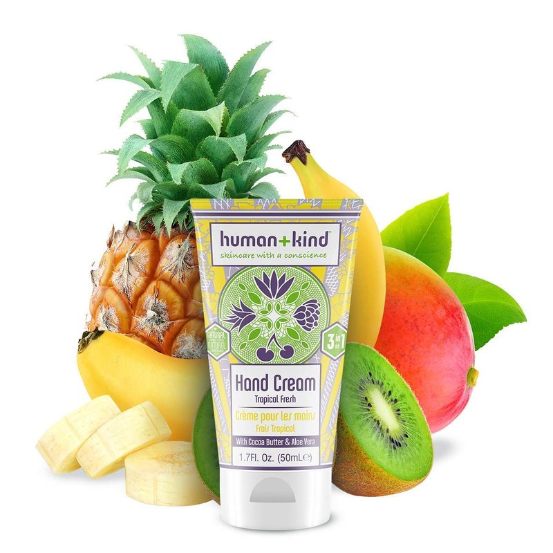 Human+Kind Moisturizing Hand Cream Tropical Fresh - Hydrating Cream with Avocado Oil and Shea Butter - Intense, Fast Absorbing Moisturizer for Smooth Skin - For Dry, Cracked Skin - 1.7 oz