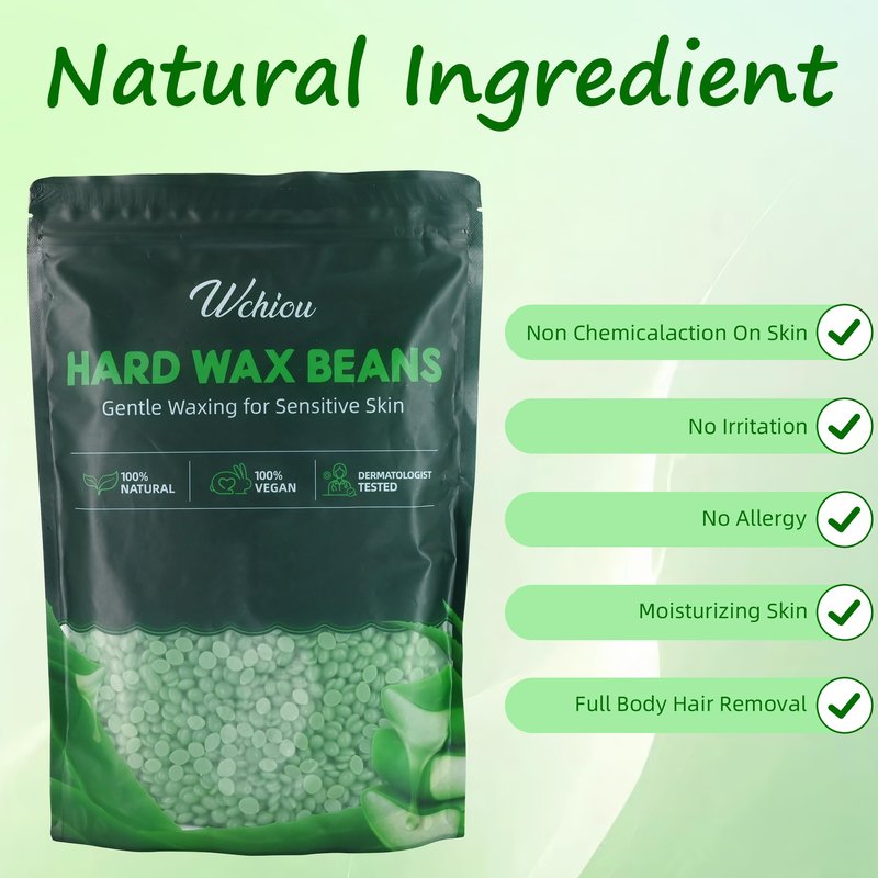 Hard Wax Beads,1.2lb Wax Beads for Hair Removal, Sensitive Skin with Pure Aloe Vera, For Face, Eyebrow, Leg, Bikini, Back, Brazilian Waxing, Coarse Body Hair Specific for Women Men